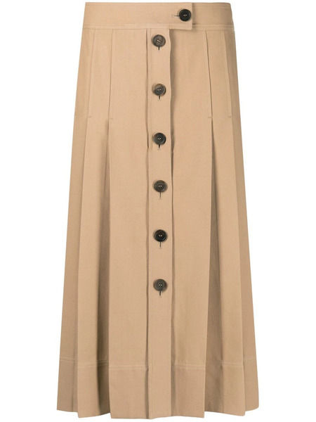 Ferragamo Buttoned-up Pleated Skirt - Neutrals 