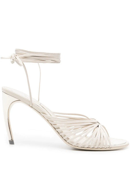  Ferragamo Caged Leather Sandals - White 
