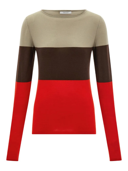  Ferragamo Colour-block Metal-tab Top - Red 
