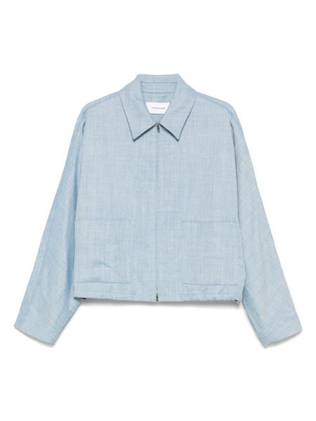  Ferragamo Cropped Bomber Jacket - Blue 