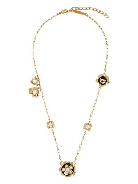  Ferragamo Crystal Charm Necklace - Gold 
