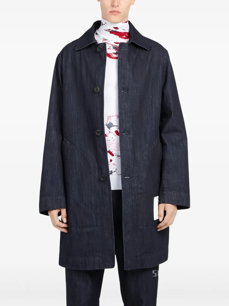  Ferragamo Denim Buttoned Coat - Blue 