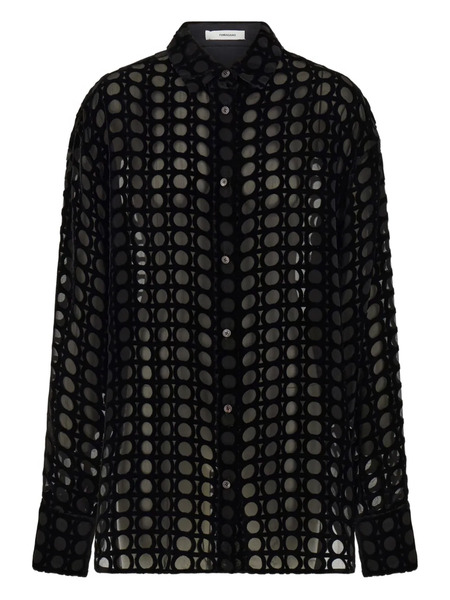  Ferragamo Devoré-effect Velvet Shirt - Black 