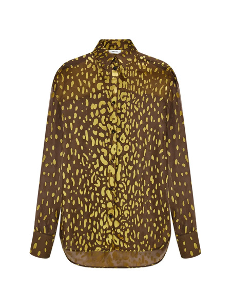 Ferragamo Devoré Georgette Shirt - Brown 