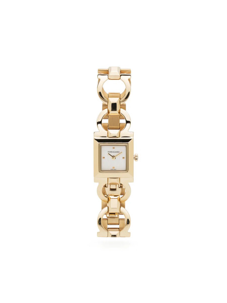  Ferragamo Double Gancini Square Watch - White 