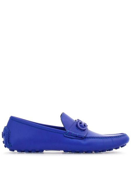  Ferragamo Driver Gancini-plaque Leather Loafers - Blue 