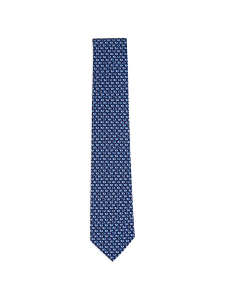  Ferragamo Elephant-print Tie - Blue 