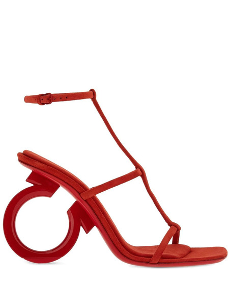  Ferragamo Elina 105mm Suede Sandals - Red 