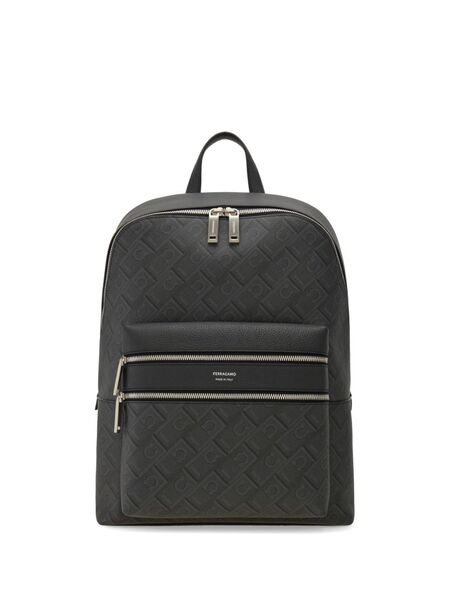  Ferragamo Embossed Backpack - Grey 