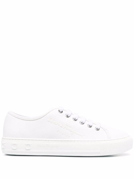  Ferragamo Embossed-logo Low-top Sneakers - White 