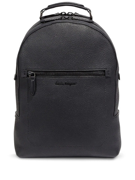  Ferragamo Embroidered Logo Backpack - Black 