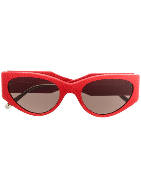  Ferragamo Eyewear Leather Oversized Sunglasses - Red 