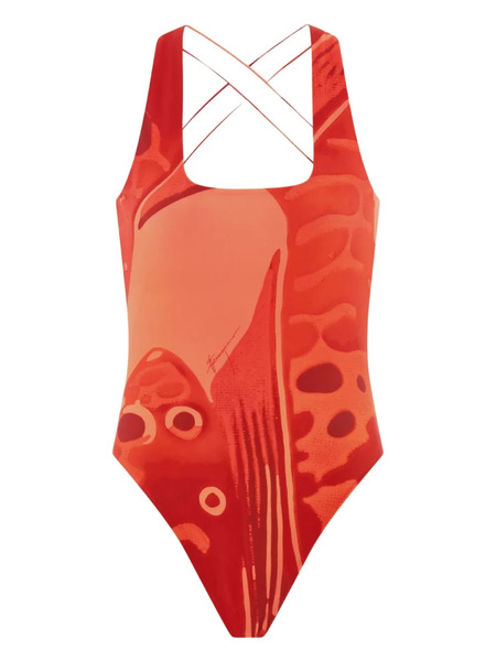  Ferragamo Fish-print Swimsuit - Red 