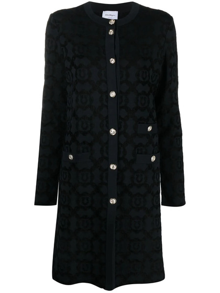 Ferragamo Fitted Single-breasted Gancini Coat - Black 