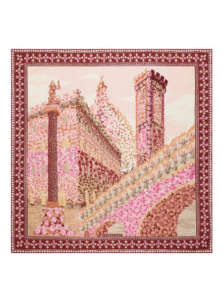  Ferragamo Floral-print Silk Scarf - Pink 