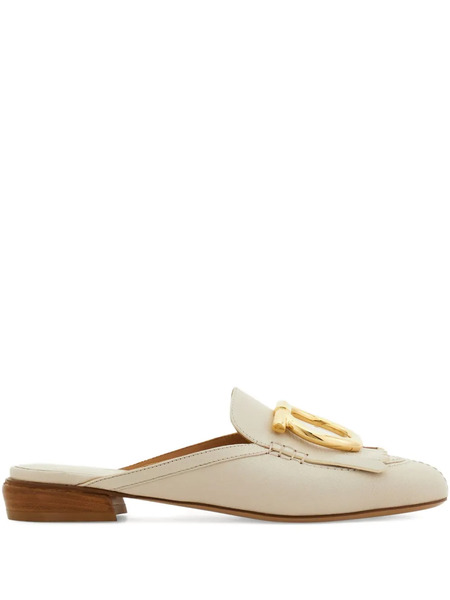 Ferragamo Fringed Gancio Mules - White 