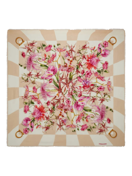  Ferragamo Gaia-print Silk Scarf - Pink 
