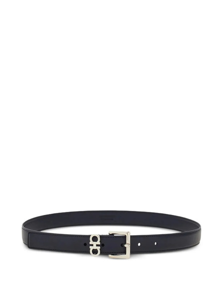  Ferragamo Gancini Buckle Leather Belt - Black 