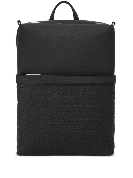  Ferragamo Gancini-debossed Leather Backpack - Black 