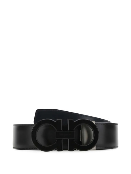  Ferragamo Gancini Leather Belt - Black 