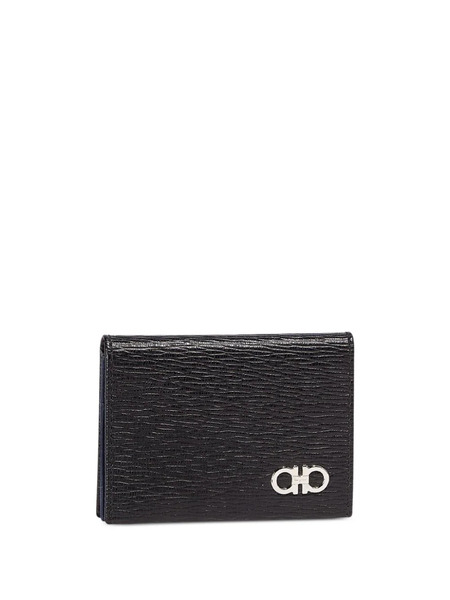 Ferragamo Gancini Leather Card Holder - Black 