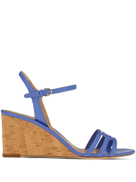  Ferragamo Gancini 70mm Wedge Sandals - Blue 