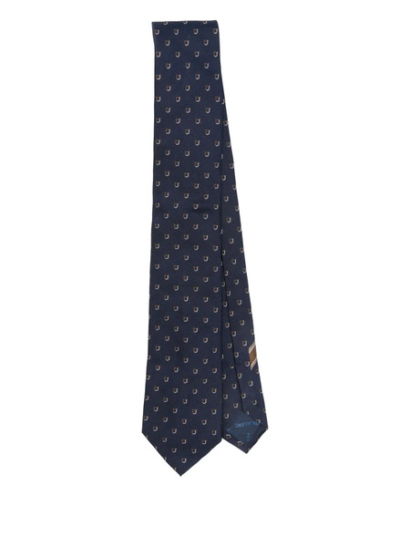  Ferragamo Gancini-pattern Silk Tie - Blue 