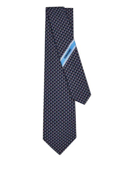  Ferragamo Gancini-pattern Silk Tie - Blue 