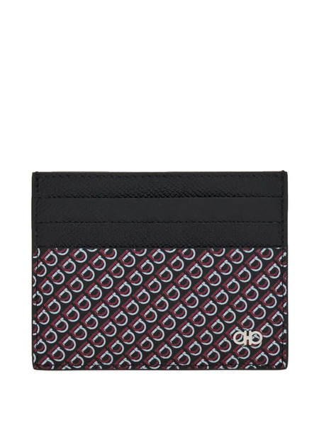  Ferragamo Gancini Patterned Cardholder - Black 