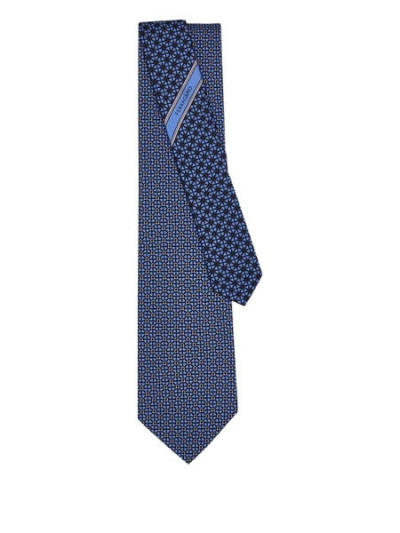  Ferragamo Gancini Patterned Tie - Blue 