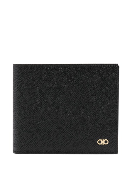  Ferragamo Gancini-plaque Grained Leather Wallet - Black 
