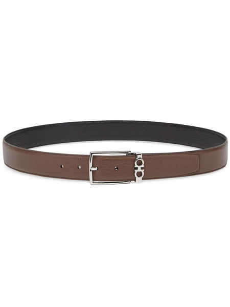  Ferragamo Gancini-plaque Leather Belt - Brown 