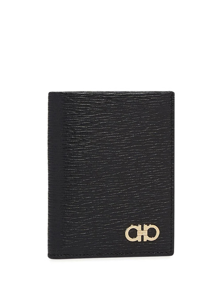  Ferragamo Gancini-plaque Leather Wallet - Black 