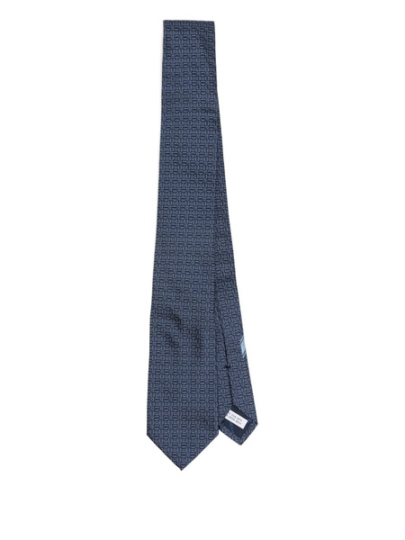  Ferragamo Gancini-print Silk Tie - Blue 