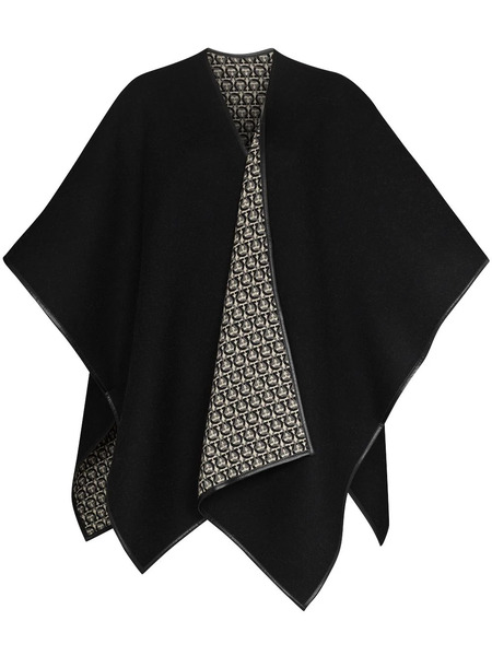  Ferragamo Gancini Wool Cape - Black 