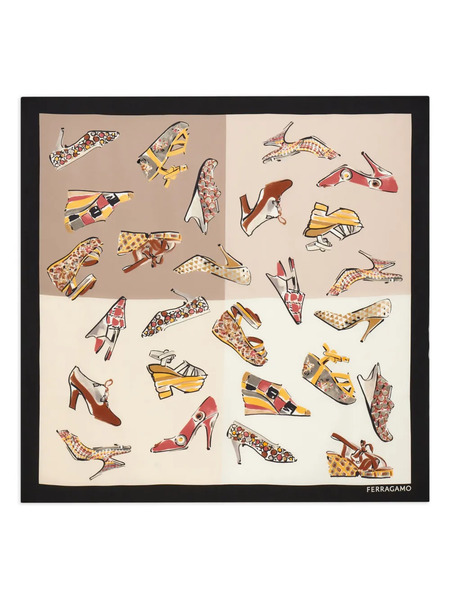  Ferragamo Genio-print Silk Scarf - Neutrals 