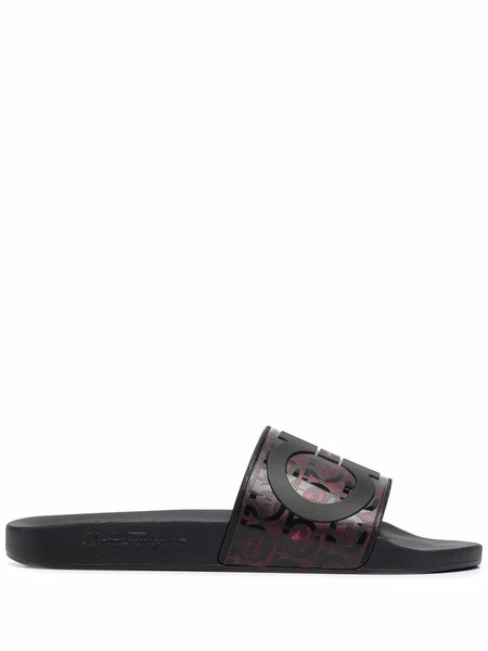 Ferragamo Groove Logo-embossed Sliders - Black 