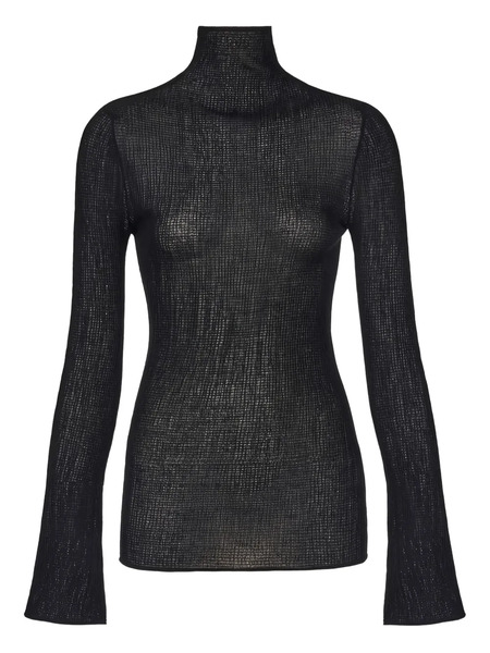  Ferragamo High-neck Flared-cuff Sweater - Black 
