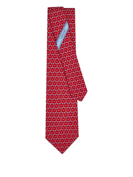  Ferragamo Hockey-print Silk Tie - Red 