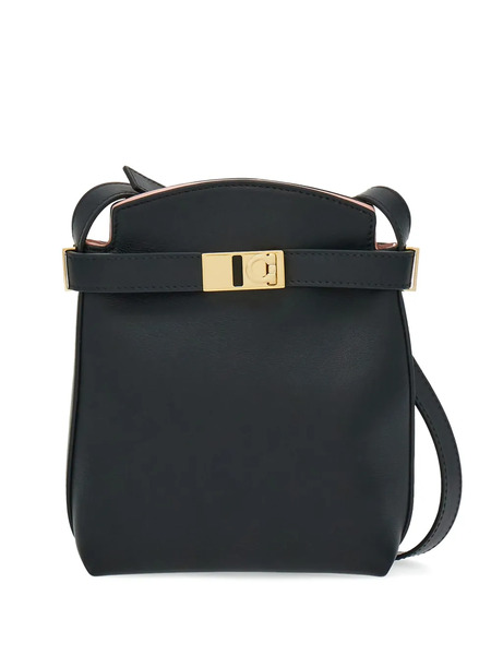  Ferragamo Hug Gancini-plaque Leather Phone Holder - Black 