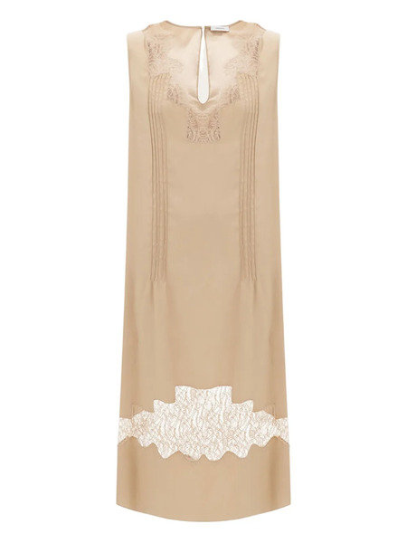  Ferragamo Lace-inserts Mini Dress - Neutrals 