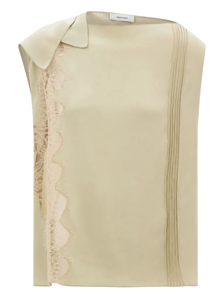  Ferragamo Lace-inserts Top - Neutrals 