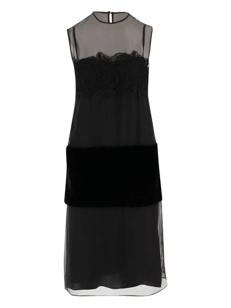  Ferragamo Lace-panel Midi Dress - Black 