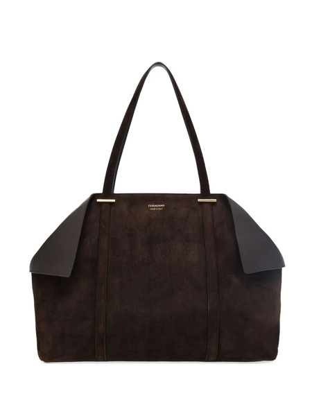  Ferragamo Large Folded-sides Tote Bag - Brown 