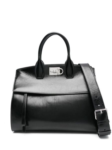  Ferragamo Large Studio Soft Tote Bag - Black 