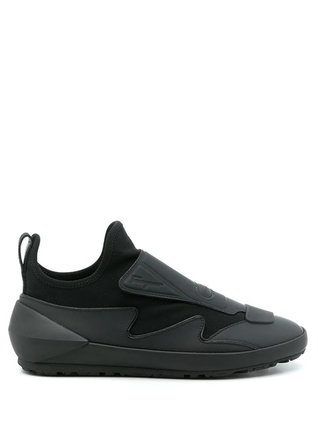  Ferragamo Leather Sock-style Sneakers - Black 