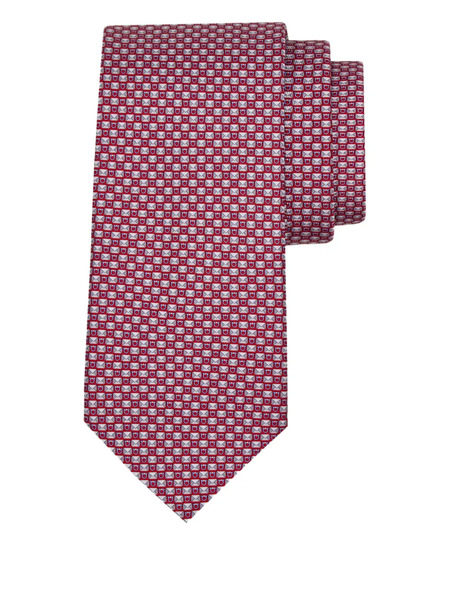  Ferragamo Letter Print Silk Tie - Red 