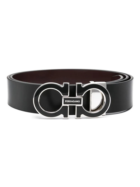  Ferragamo Logo-buckle Leather Belt - Black 