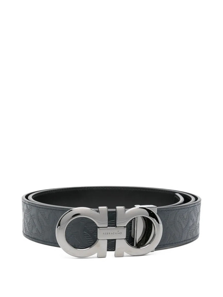  Ferragamo Logo-buckle Patterned Belt - Blue 