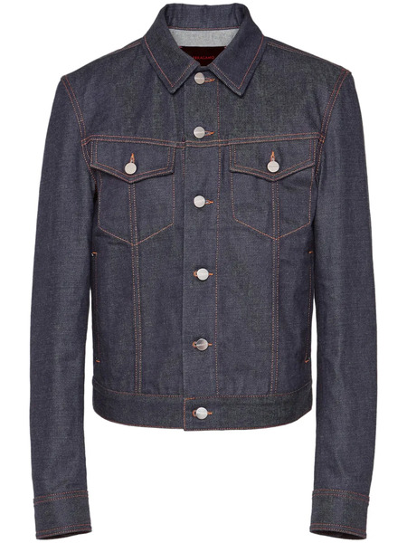  Ferragamo Logo-buttons Cotton Denim Jacket - Black 